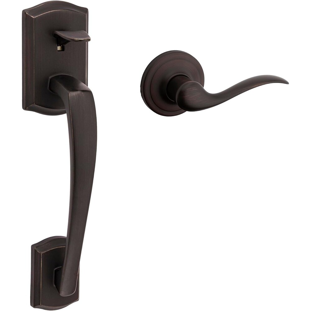 Kwikset Prescott Front Door Handle No Lock, Venetian Bronze, w Microban